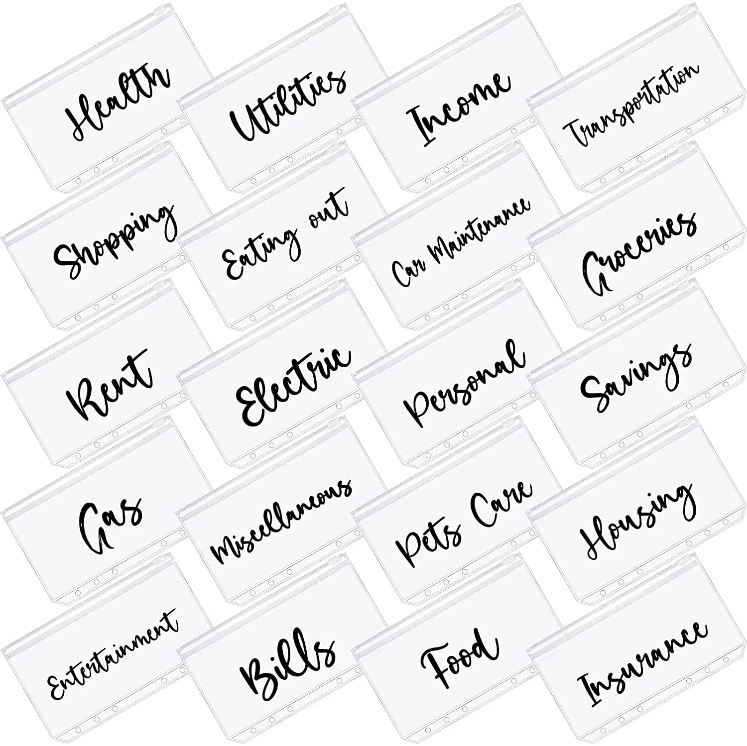 

20 Pieces Binder Pockets A6 Size 6 Holes Binder Zipper Folders Notebook Binder PVC Loose Leaf Bags for 6 Ring Notebook Binder