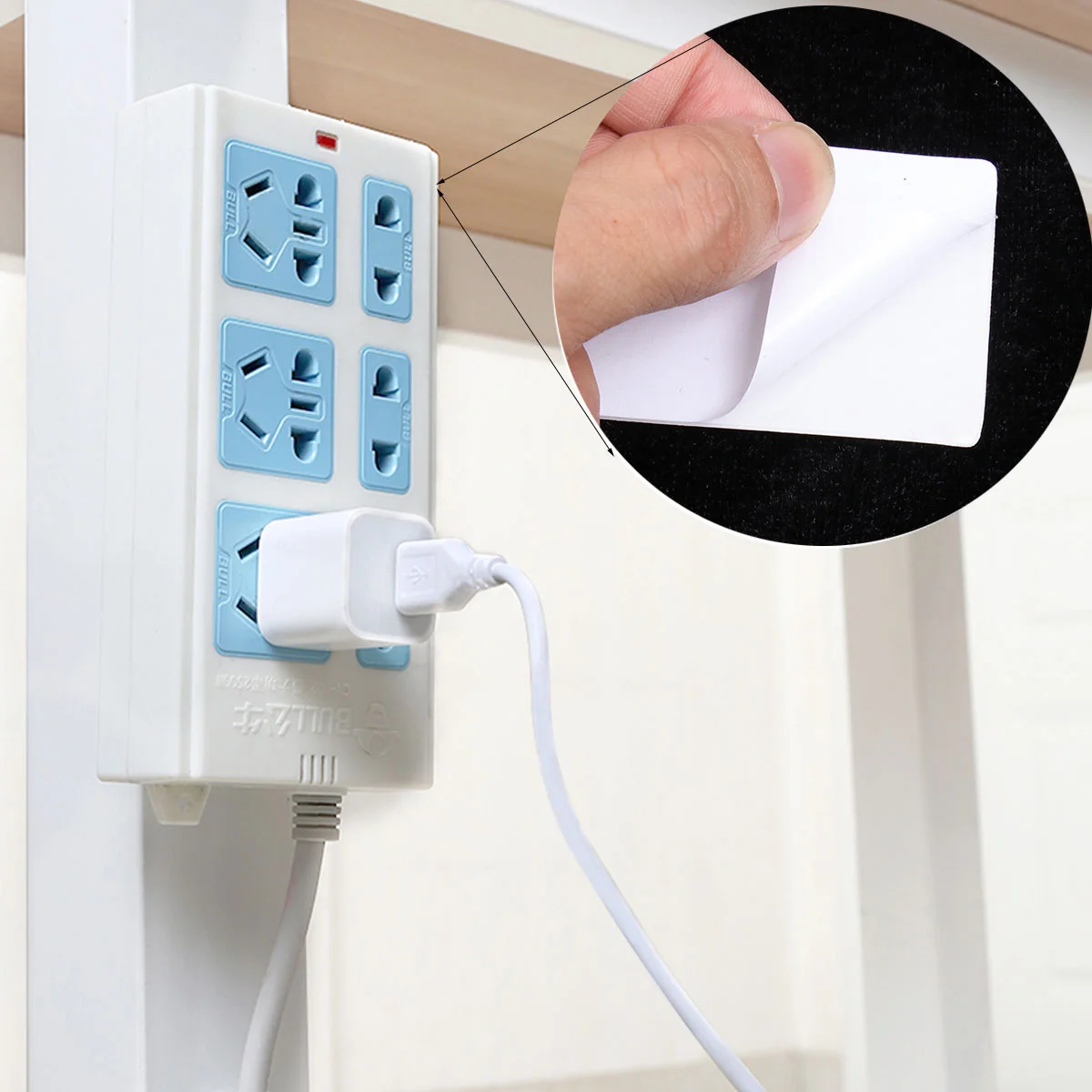 

Power Strip Mount Holder Wall Extension Cord Cable Patch Panel Adhesive