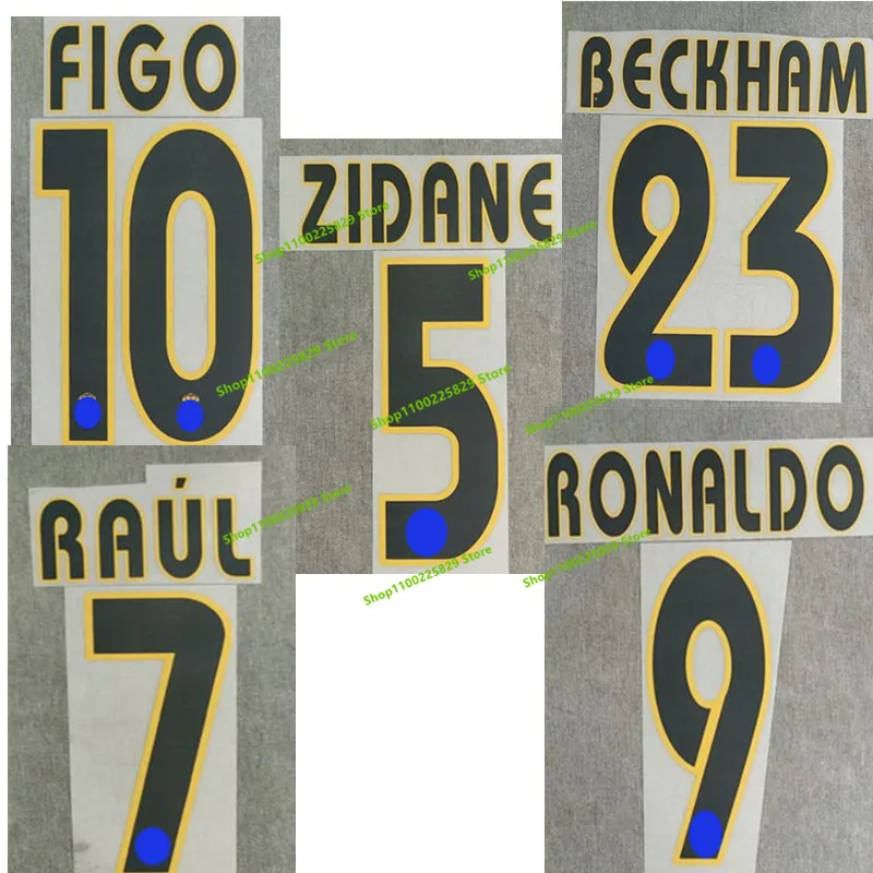 

Super A soccer number 2003-2005 Beckham Figo Zidane Raul Ronaldo Nameset Customize Any Name Number Printing Iron on Transfer