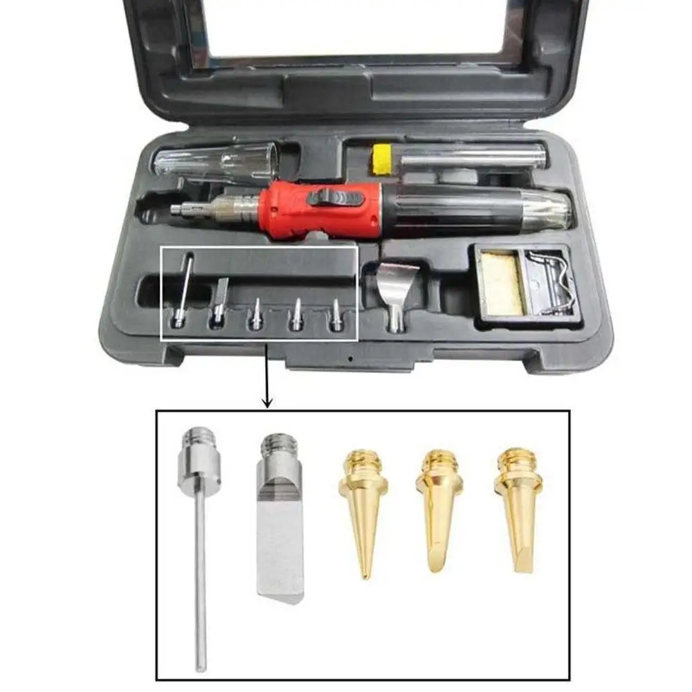 

5PC HS-1115K Gas Soldering Iron Pen Cordless Ignition Butane Solder Iron Gun Welding Tip Set Power Tool Accessories