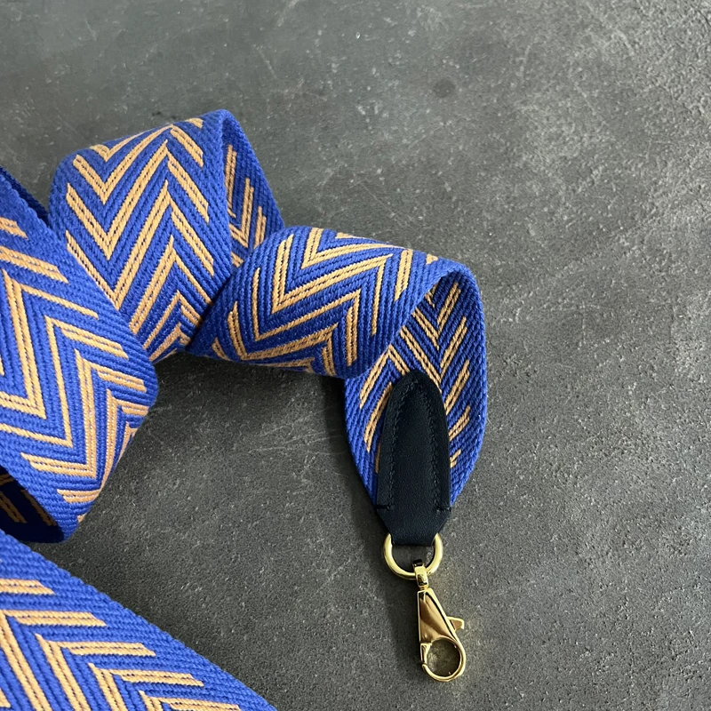 Kelly Buckle Wax Thread Belt Wide Shoulder Belt Woven Bag Belt Single Shoulder Messenger Bag With Round Dot Blue Narrow