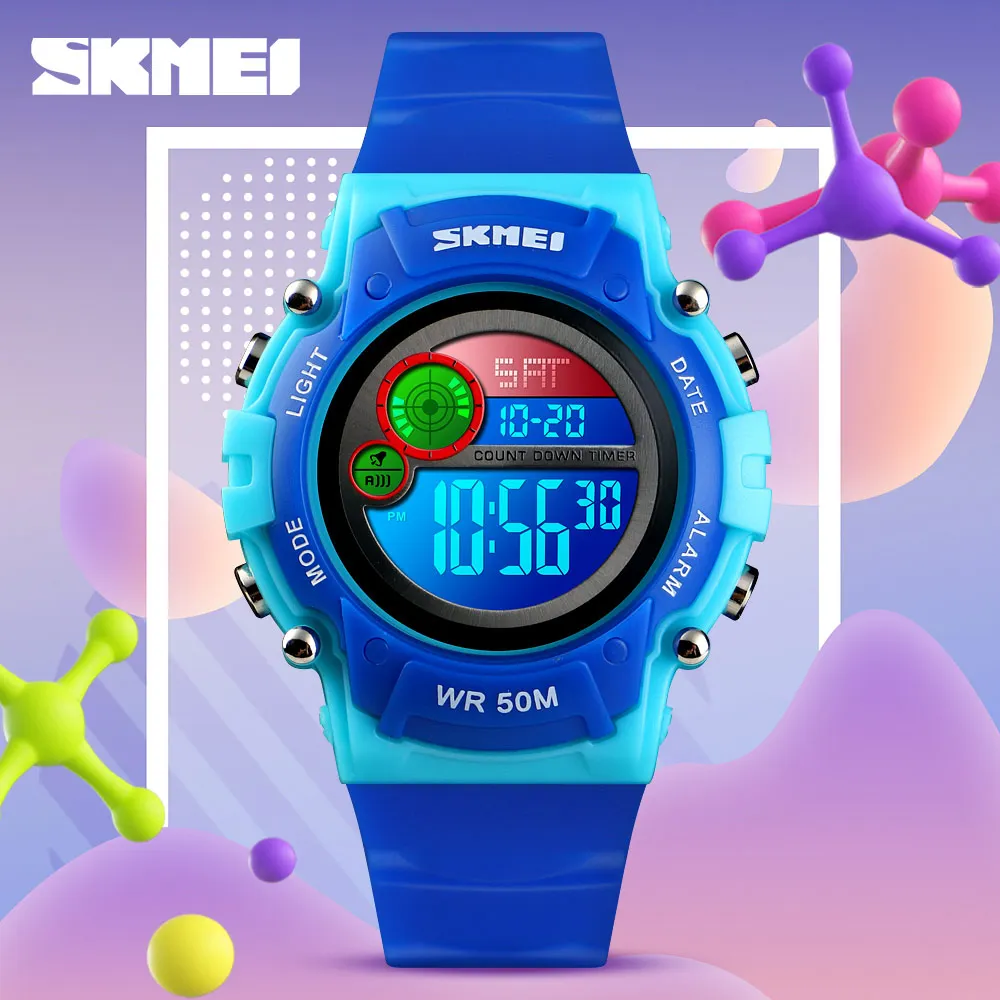 

SKMEI 1477 Kids Watch Fashion Waterproof Plastic Case Alarm Wristwatch Boys Girls Digital Children Watches reloj