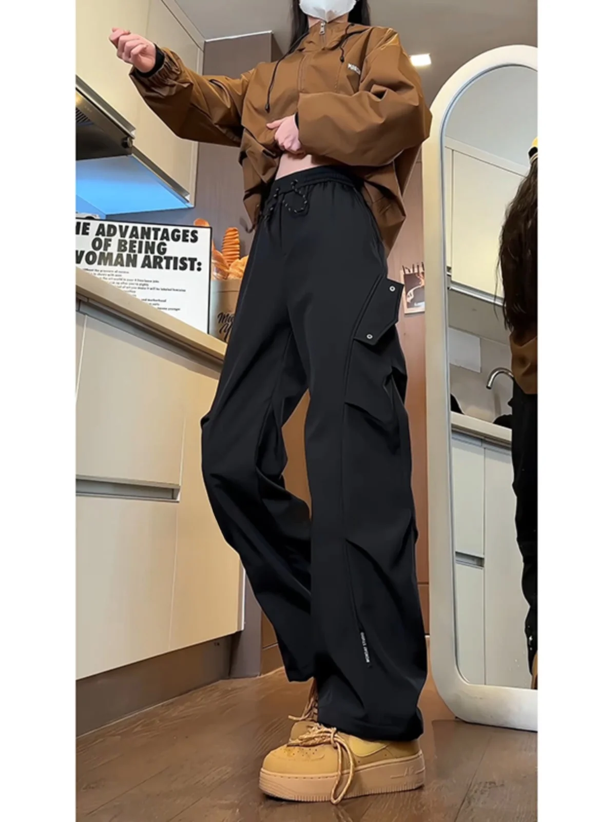 Черные водонепроницаемые тактические брюки на жесткой флисовой подкладке