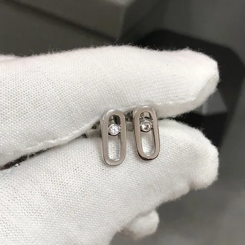 Серьги-гвоздики из меди с покрытием 18К золото с кубическим цирконием