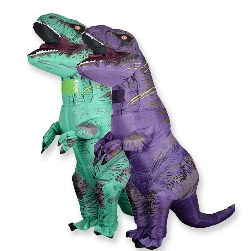 T Rex Velociraptor надувной костюм талисмана косплей Tyrant Saurio Dino Хэллоуин для женщин