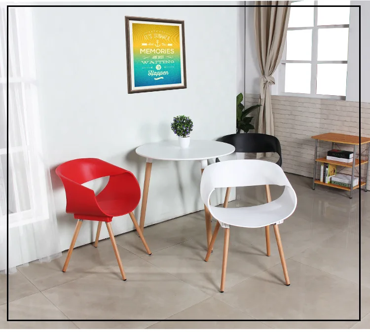

Creative Dining Chairs Scandinavian Furniture Office Reception Room Balcony Patio Sales Office Shopping Mall Wood Legs