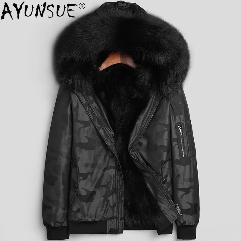 

AYUNSUE Warm Men's Fur Parka Winter Jackets for Men Raccoon Fur Liner Detachable Coats Hooded Fur Jacket Casaco Masculino SGG752