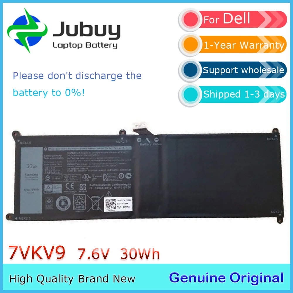 Оригинальный аккумулятор для ноутбука 7VKV9 7 6 В 30 Втч Dell XPS 12 9250 Latitude 7275 9TV5X