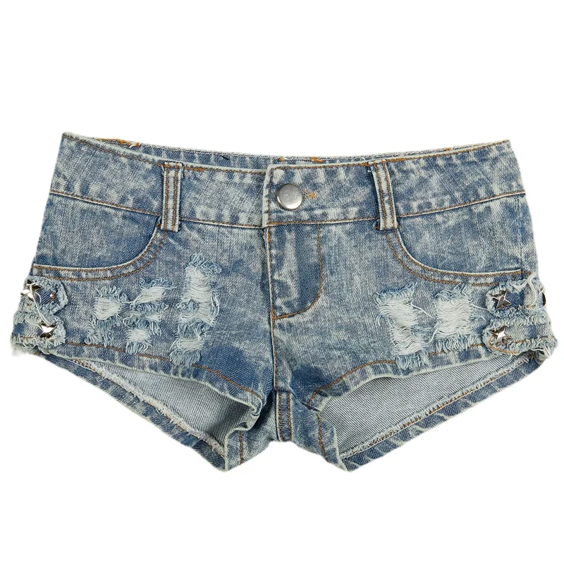 

New Sexy Shorts Feminino Tight Skinny Women's Ultra-low Waist Bottomed Ripped Hole Jeans Denim Shorts