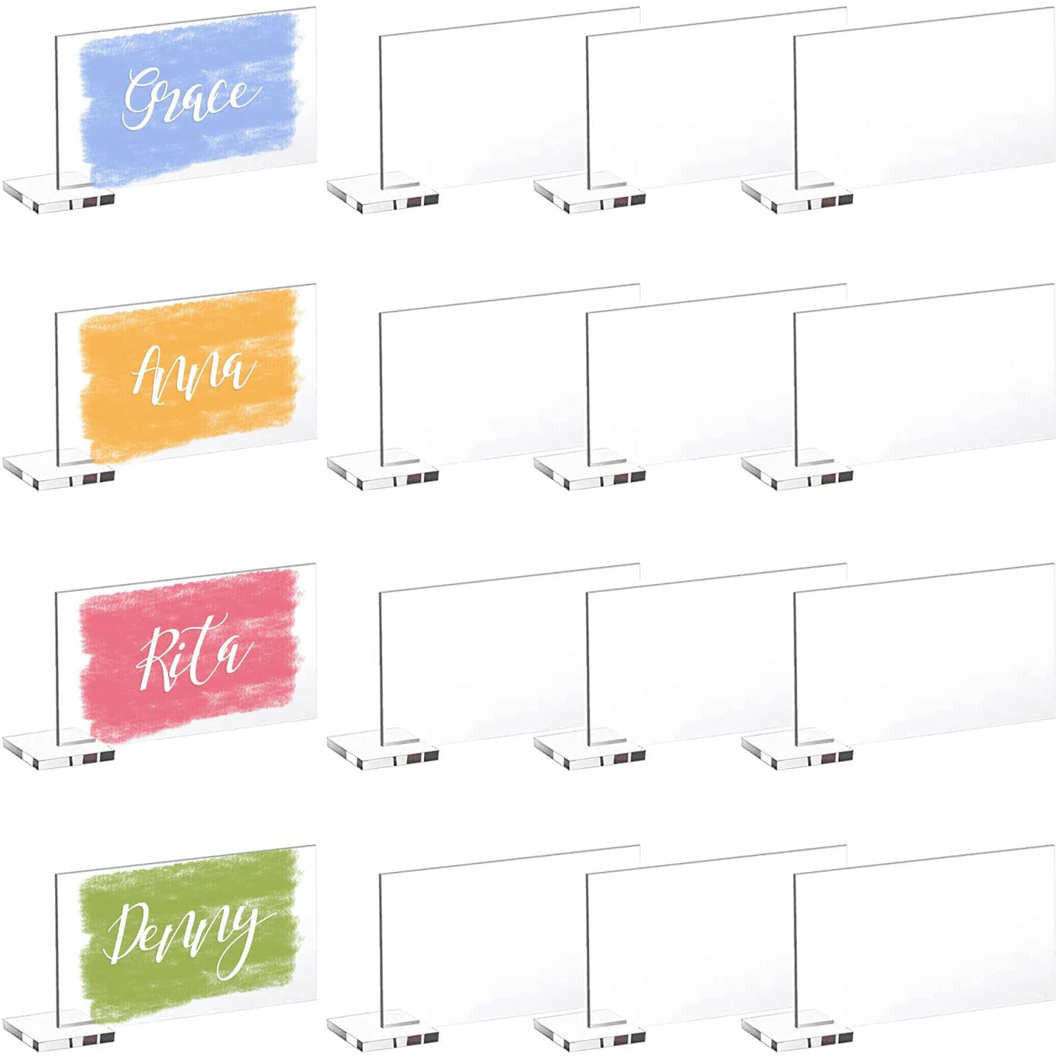 

Clear Acrylic Place Card with Holder,DIY Blank Rectangle Acrylic Sign,Guest Name Escort Card Wedding Party Dinner Table Setting
