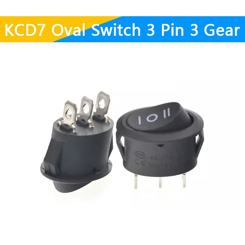 

2-20 шт. KCD7 овальный переключатель, 2 контакта, 2 шестерни/3 контакта, 3 передачи, кулисный переключатель питания для электрического чайника, кулисный переключатель с/с подсветкой
