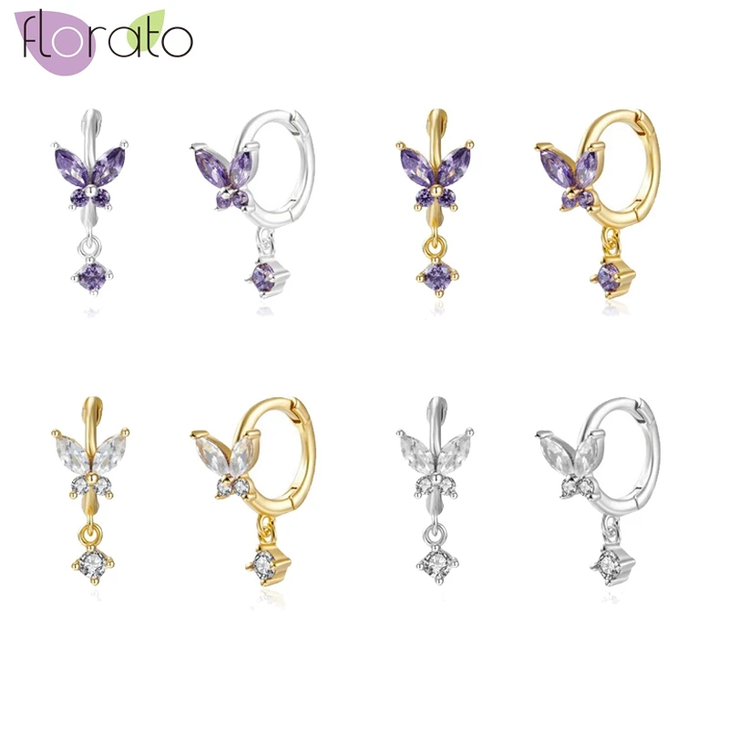 Серьги-кольца женские из серебра 925 пробы с разноцветными кристаллами | Украшения