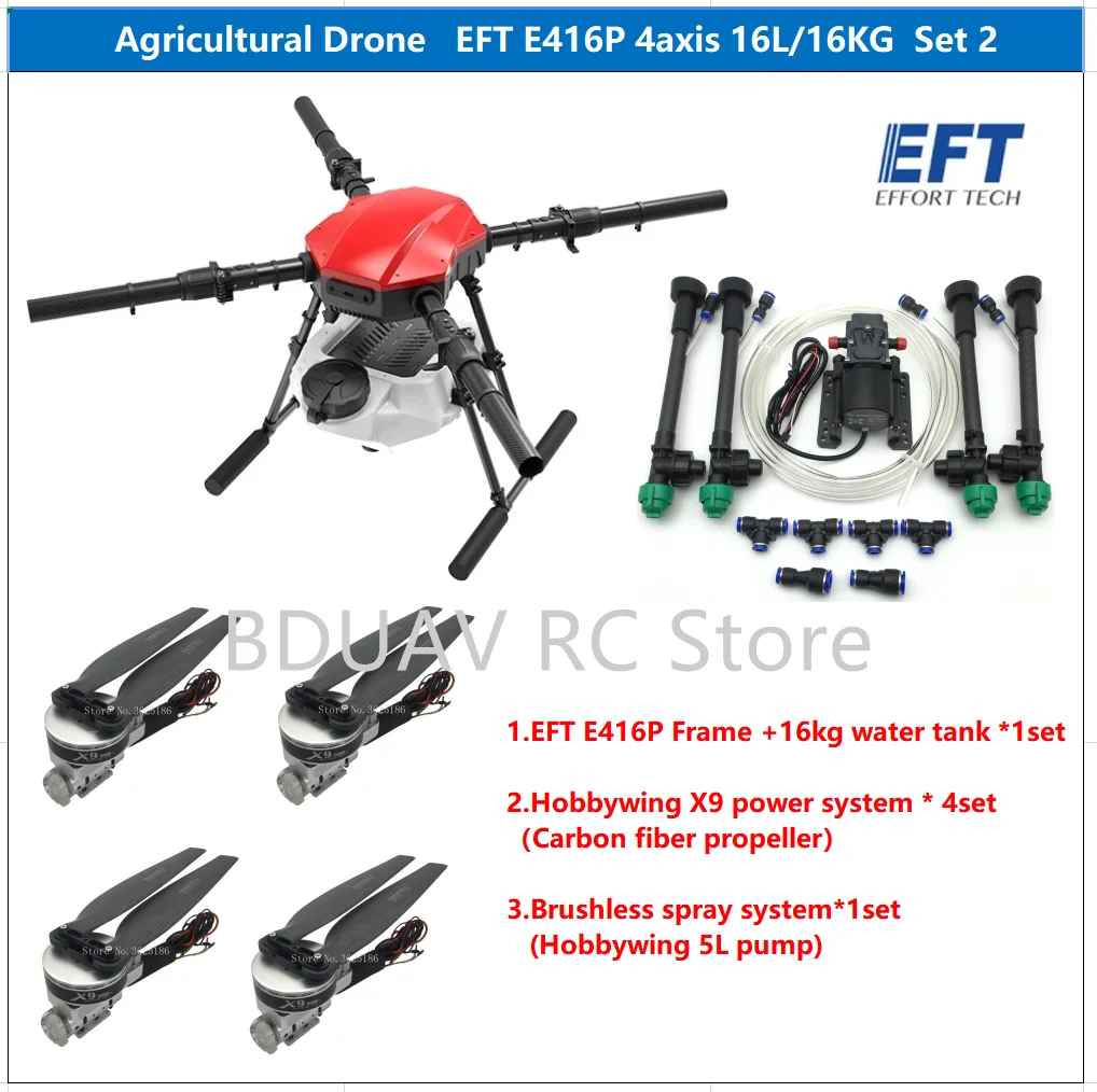 

NEW EFT E416P 16L 16kg Agricultural spray drone frame kit four-axis Folding Quadcopter with Hobbywing X9 power system UAV