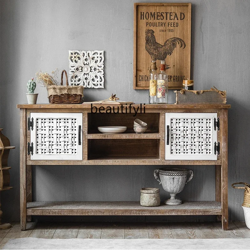 Настенный шкаф из массива дерева в американском стиле для гостиной с дверным