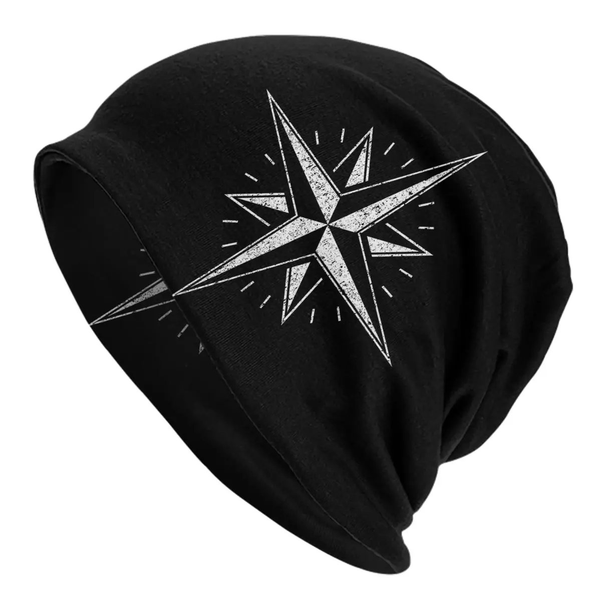 Distressed Compass Nautical Star Adult Men's Women's Knit Hat Keep warm winter knitted hat