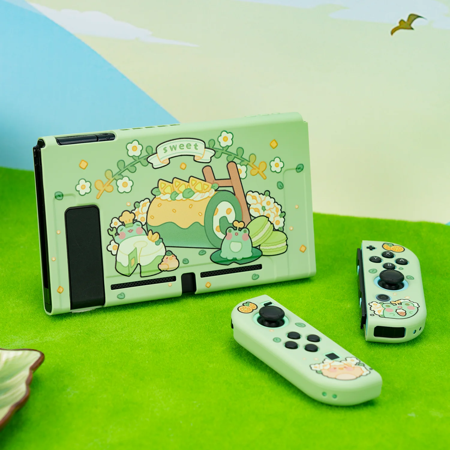 Funda Nintendo Switch Cover Case Kawaii Cute Frog Green Dockable Protective Soft Shell For Switch Controller Joy-Con Controller