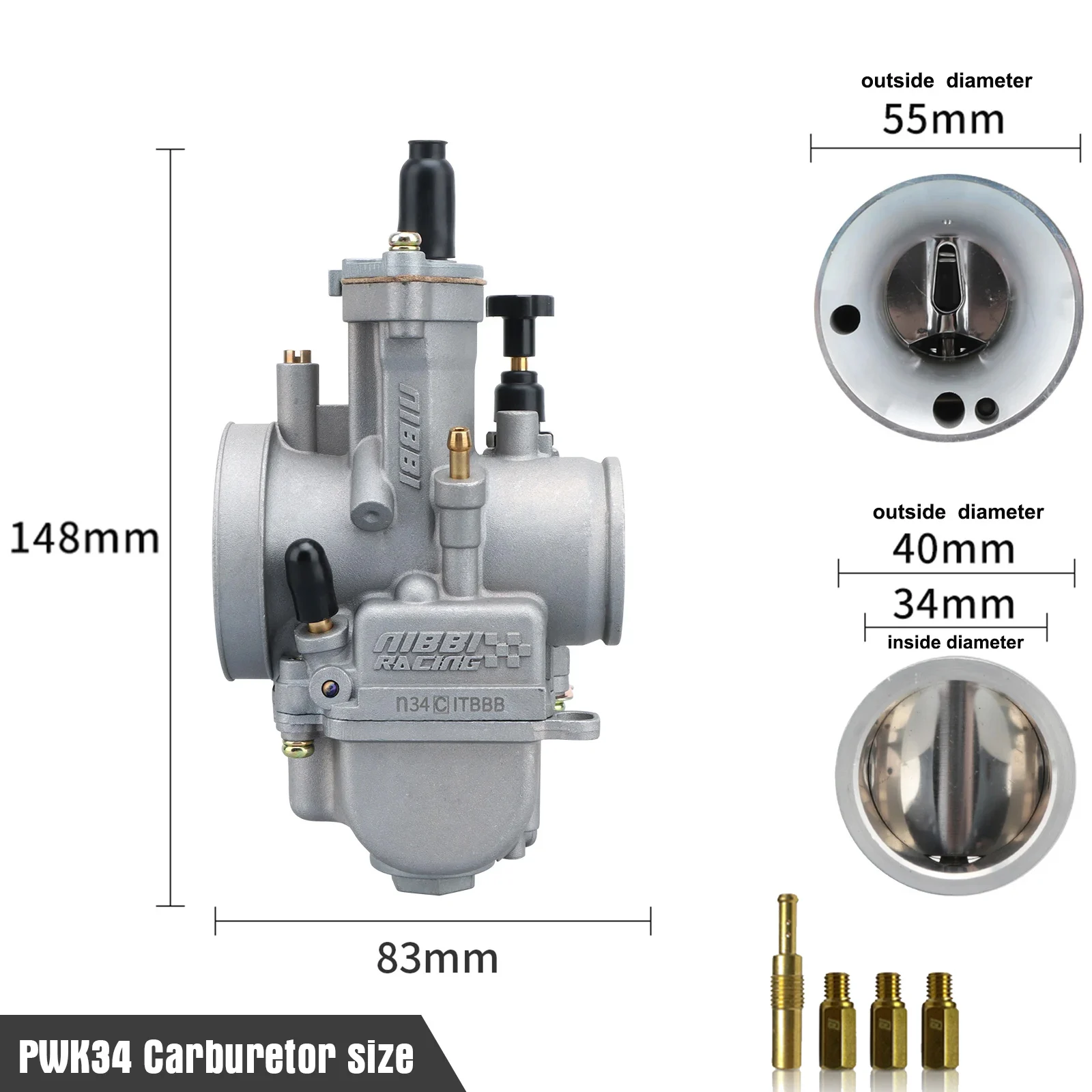 

Карбюратор NIBBI 2T 4T PWK PWK24/26/28/30/32/34/36/38/40 мм с Power Jet 125cc-600cc Yamaha Suzuki Racing Motorcycle