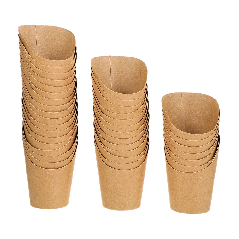 

100 Pcs Kraft Paper Fries Cup Disposable Serving Trays Popcorn Cups Ice Cream French Holders Snack Boxes Dessert
