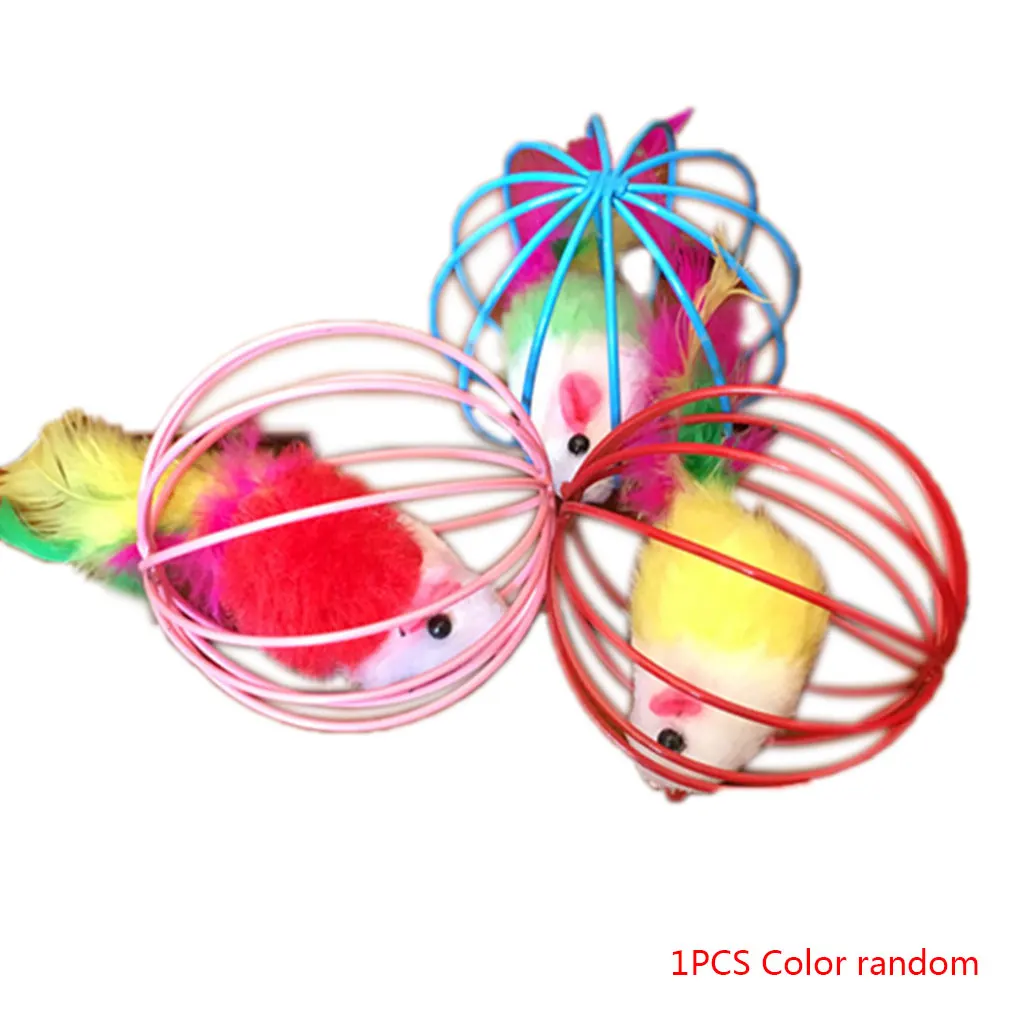 

Cat Interactive Toy Stick Feather Wand With Small Bell Mouse Cage Toys Plastic Artificial Colorful Cat Teaser Toy Pet Supplies