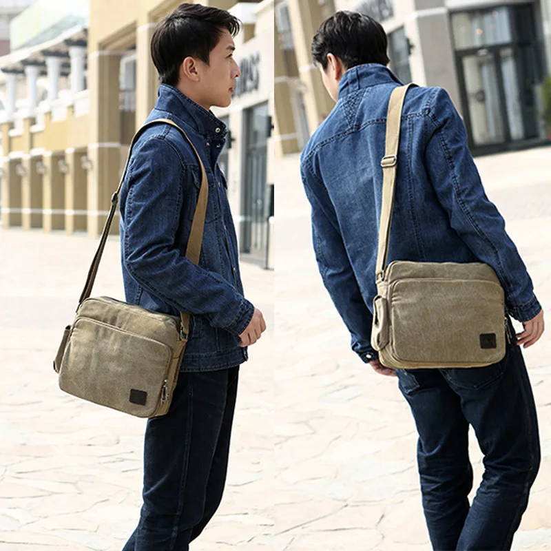 

Resistant Canvas Messenger Bag for Men Vintage Water Waxed Crossbody bags Briefcase Padded Shoulder Bag for Male Handbag