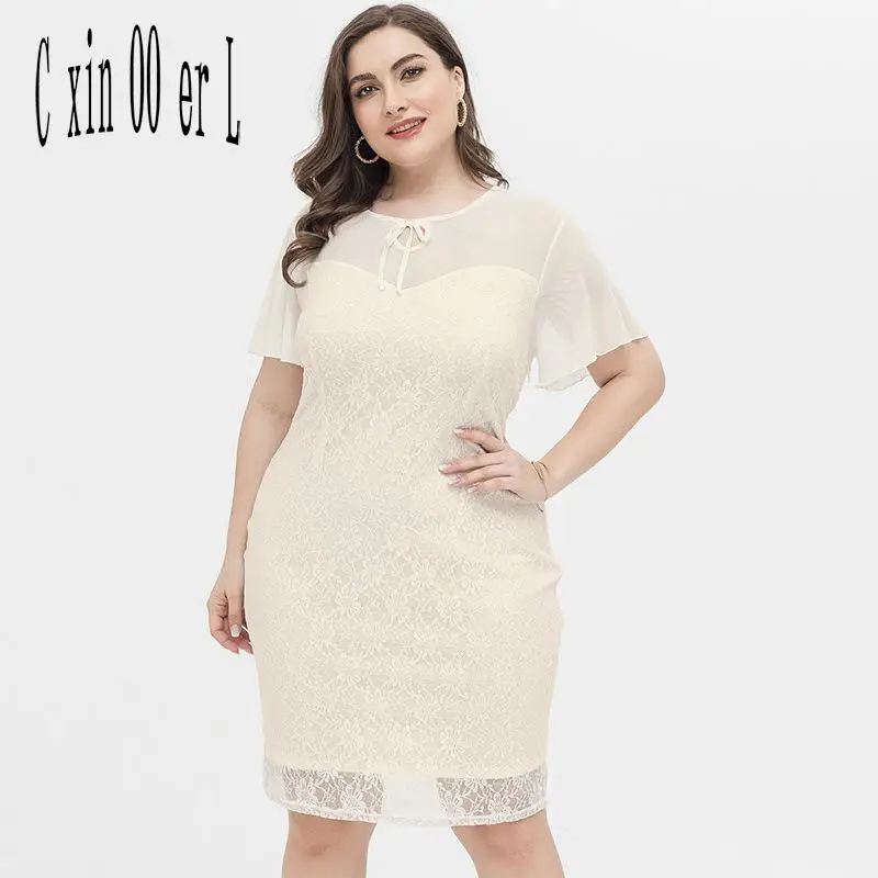 

Женское платье с кружевом, большого размера