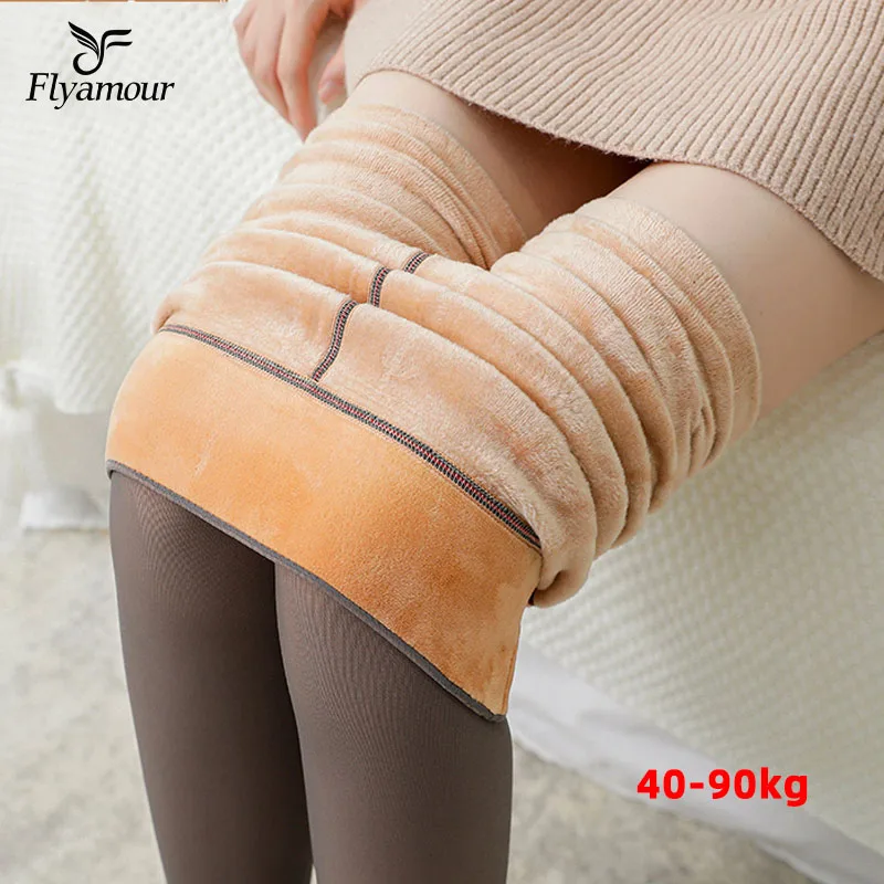 

Женские полупрозрачные теплые леггинсы с флисовой подкладкой, 90 кг