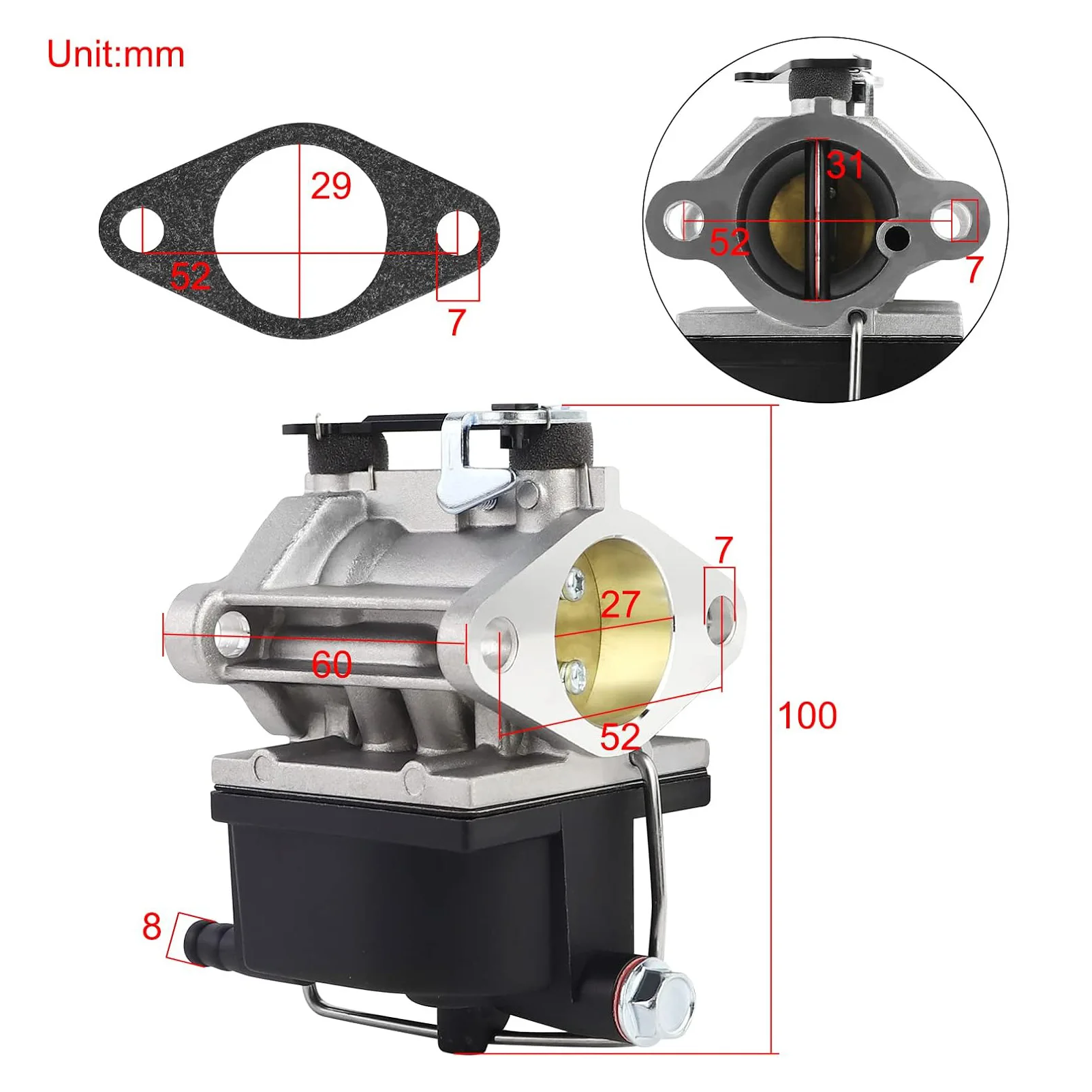 Фото Карбюратор для Tecumseh 640065 640065A, подходит для двигателей OHV110, OHV115, OHV120, OHV125, OHV130, запчасти для газонокосилок и тракторов №5