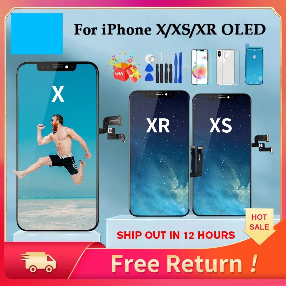 

High Quality OLED For iPhone X XS XR Display OLED For iPhone X Display Screen Replacement with True Tone Free Shipping
