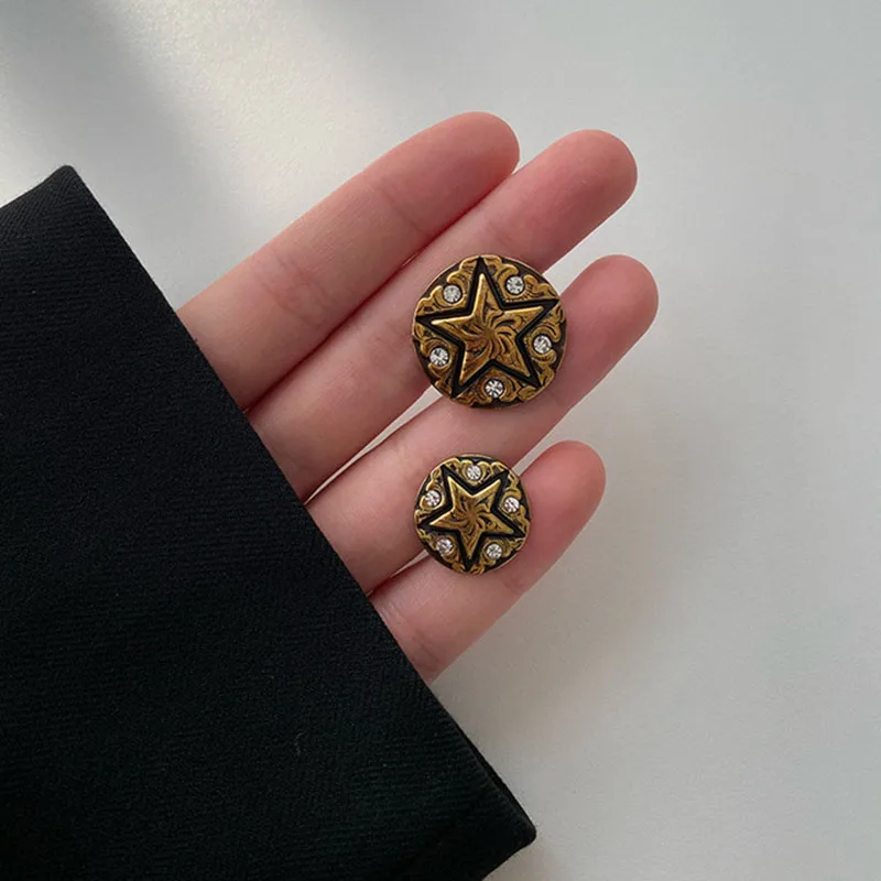 6 шт./партия круглые металлические пуговицы со стразами 18-25 мм