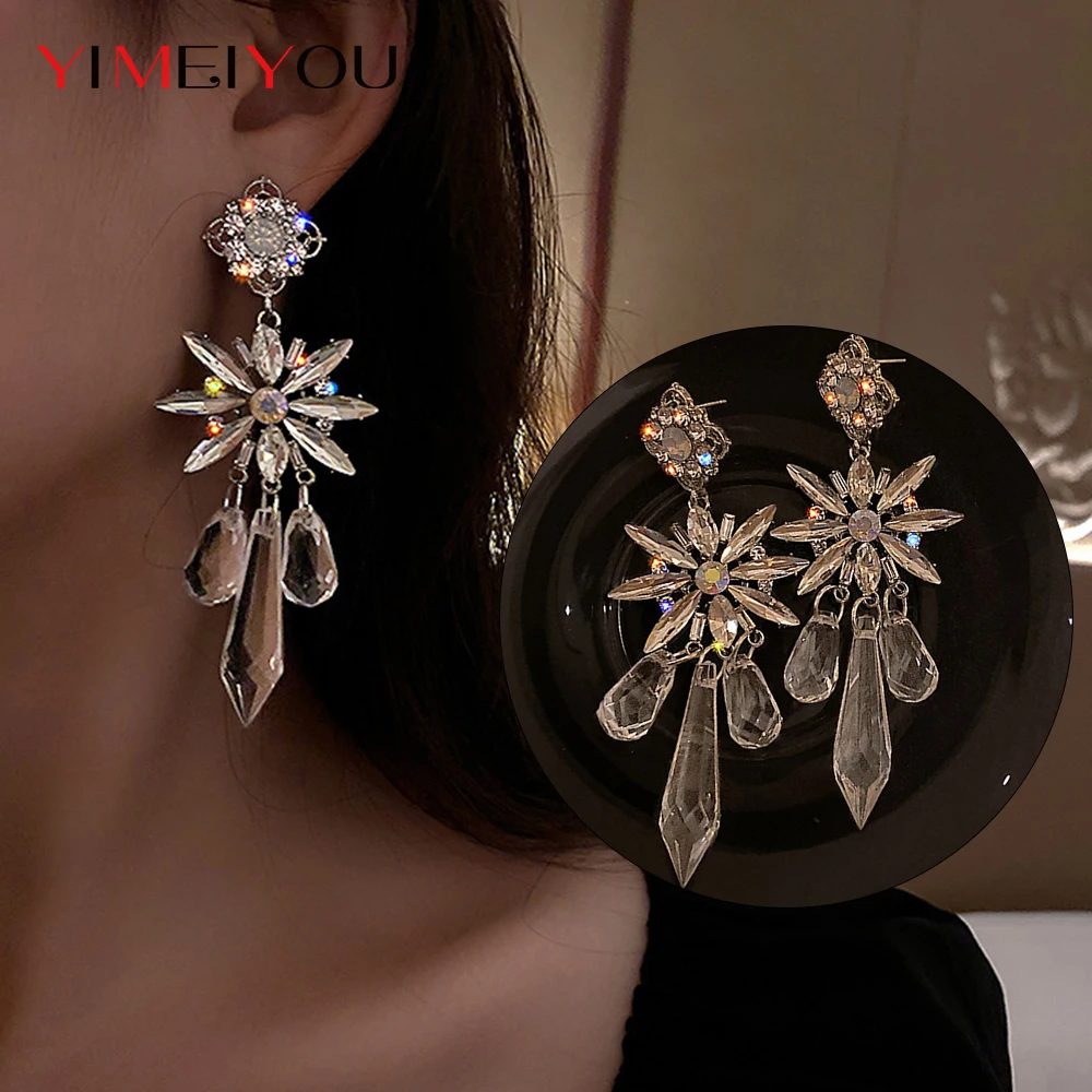 

Long Flower Earring Fashion Classic New 925 Silver Needle Rhinestone Crystal Jewery Wedding Banquet Birthday Gift Free Shipping