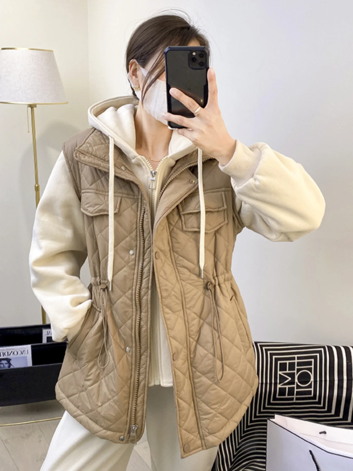 Поддельный пуховик из двух предметов одежда с хлопковой подкладкой женская зима