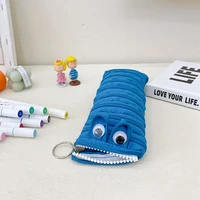 caterpillar full zipper solid color funny pencil case stationery storage bag pen holder student pen case for kids pen pouches