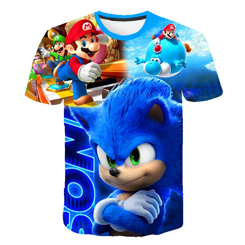 

Детская футболка Sonic, детские футболки с 3D принтом для девочек и мальчиков, детские топы, одежда в стиле Харадзюку, футболка, одежда
