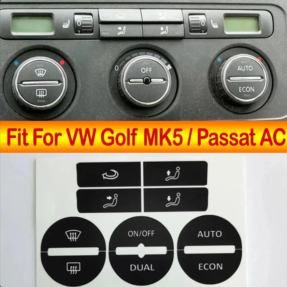 

1 шт., кнопка климат-контроля автомобиля, носимые ремонтные наклейки, наклейки на кнопки центральной консоли салона автомобиля для VW GOLF MK5/Passat 04-08