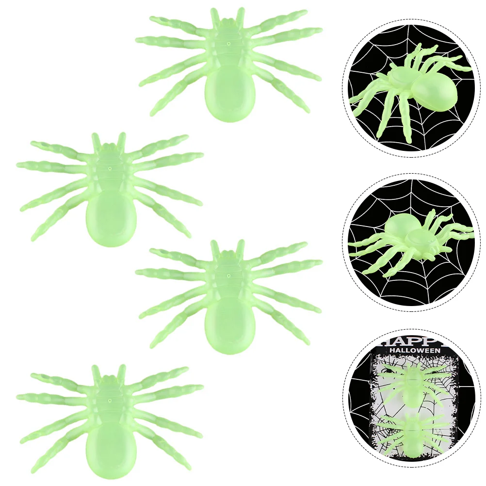 

4 Pcs Plastic Outdoor Playsets Luminous Spider Halloween Toy Simulated Spiders Multi-function Prop