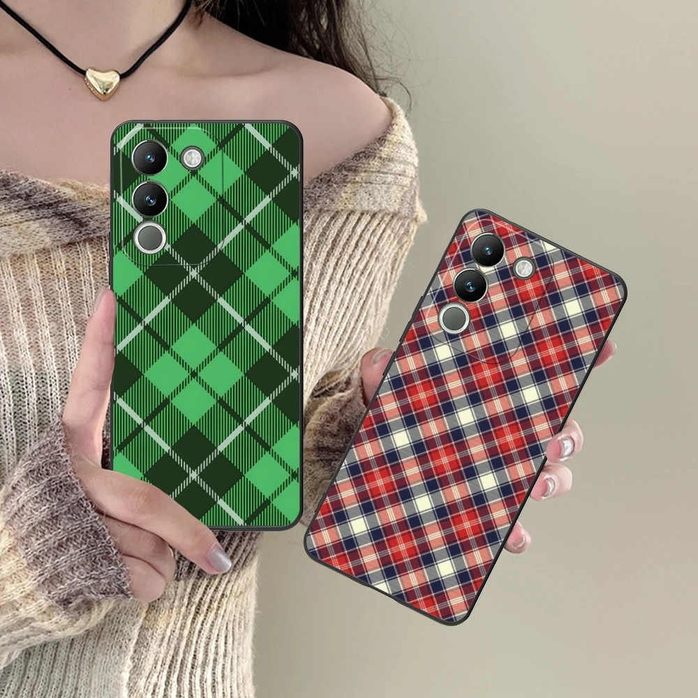 Lattice Grid Texture Mobile Cell Phone Case for VIVO Y95 Y93 Y31 Y20 V19 V17 V15 Pro X60 NEX Black Soft Cover Shell