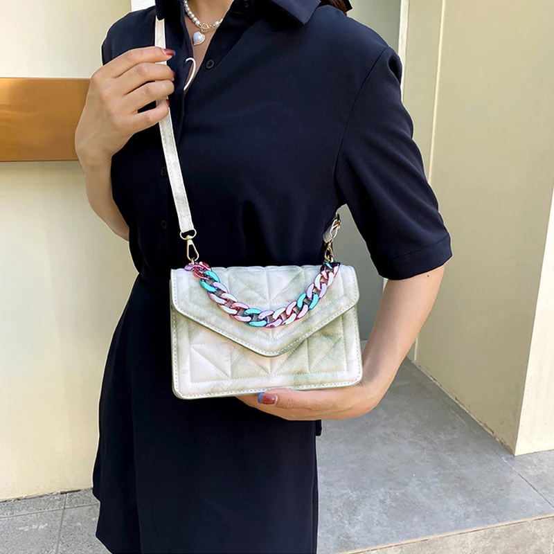 Designer Bags Luxury Luxury Women's Shoulder Bag Tie Dye Designer Quilted Chain Strap PU Leather Handbags Female Crossbody Bags