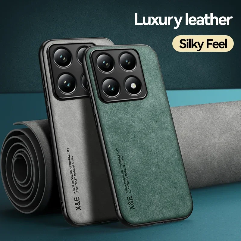 Роскошный кожаный противоударный чехол Funda для Xiaomi 14T Pro/14T ультратонкий