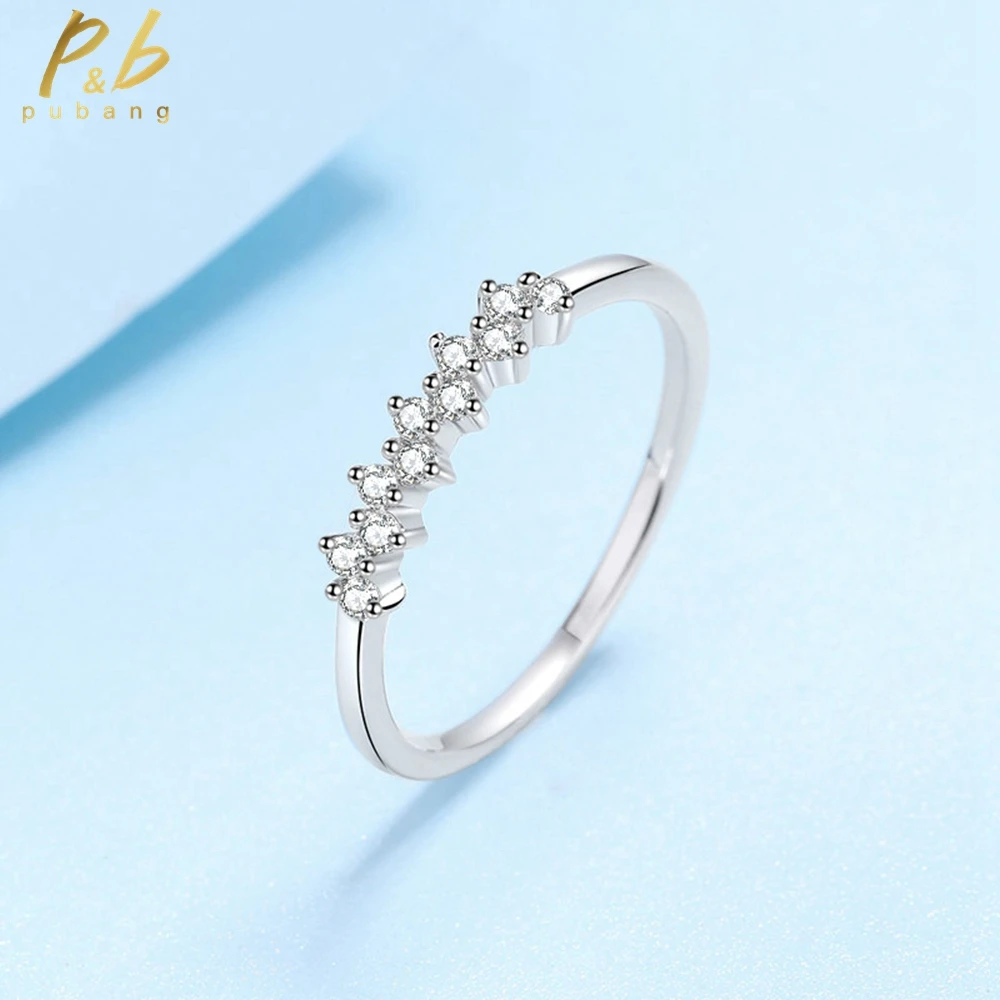 

PuBang Fine Jewelry 100% 925 Sterling Silver GRA Moissanite Diamond Row Ring for Women Engagement Anniversary Gift Free Shipping
