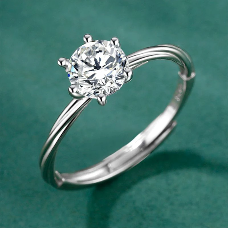 Модное прозрачное кольцо в виде короны из серебра пробы с платиновым покрытием и