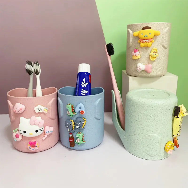 

Anime Sanrioed Cup Kawaii Kt Cat Mymelody Pompom Purin Household Children Bathroom Travel Wash Gargle Mug Milk Drinks Portable