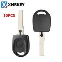 xnrkey 10 pcs transponder key shell new car key blank case for vw volkswagen skoda seat key case with uncut hu66 blade