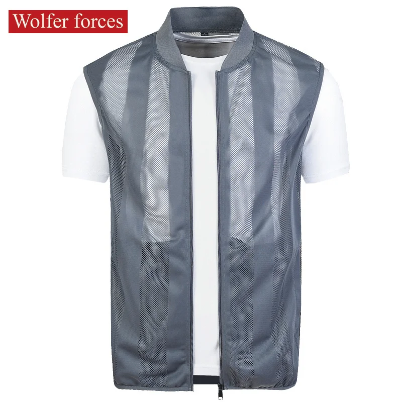 

2022Summer Vest Men's Mesh Loose Skin Clothes Quick Drying Vest Outdoor Fishing Shirt Thin Breathable Sleeve Less Coat