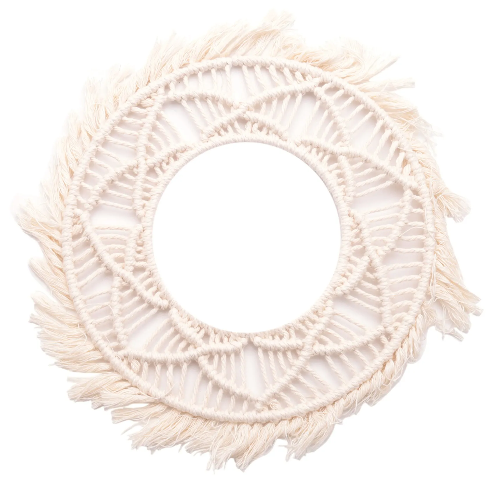 

Boho Wall Mirror Frame Tapestry Handmade Woven Macrame Backdrop Wall Frame Tapestry for Home Living Room Decor