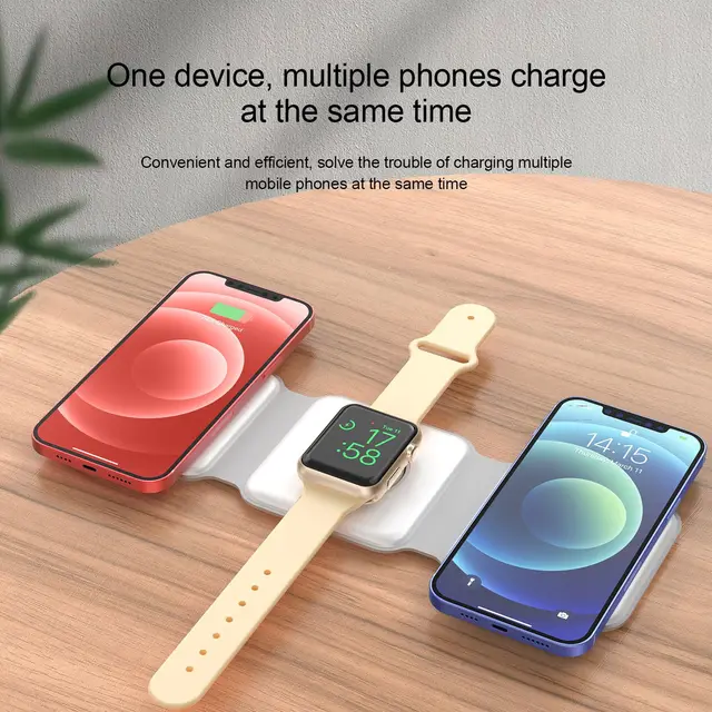 3 in 1 Magnetic fold Wireless Charger Stand Fast Wireless Charging Station for Samsung Xiaomi Mi Huawei for iPhone Apple Watch 5