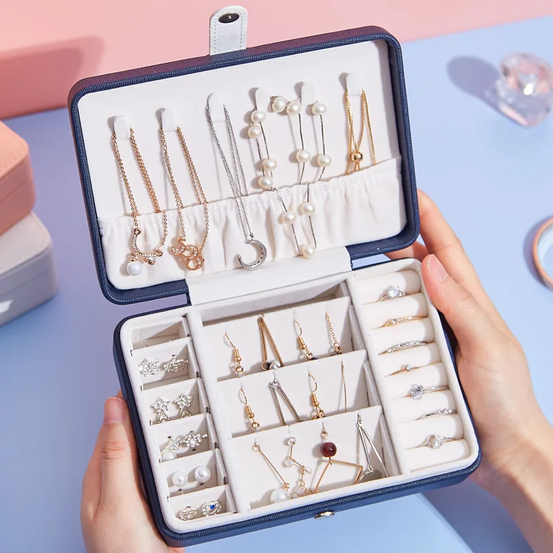 Fashion Jewelrys Packaging Display High Capacity Earrings Ring Organizer Box Women Necklace Storage Case Accessories Supplies