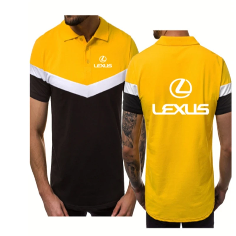 

NEW Fashion Summer Men's polo shirt Lexus Logo Printing Splicing Casual short sleeve Cotton High Quality Men's tops