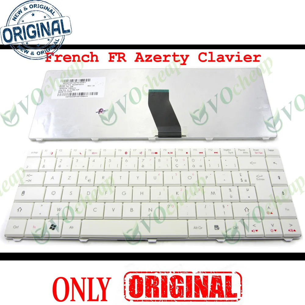 

Laptop keyboard for Acer Aspire 4332 4732 4732Z, eMachines D525 D725 GATEWAY NV4800 White French FR AZERTY Clavier 9J.N1R82.A0F