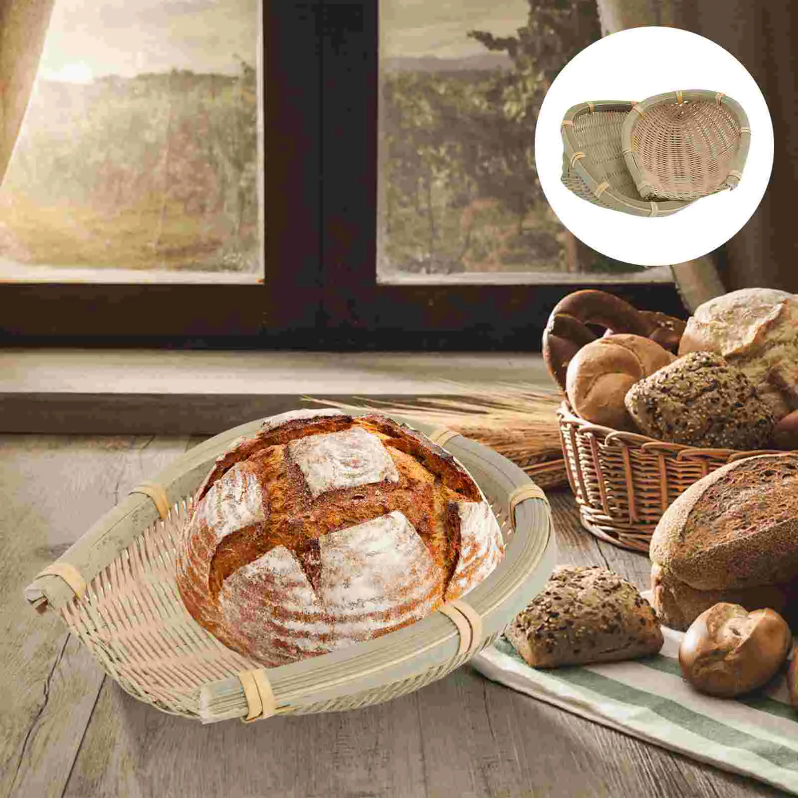 

Basket Storage Fruit Bamboo Serving Baskets Tray Wicker Bread Woven Kitchen Colander Weaving Picnic Bowl Fruits Container