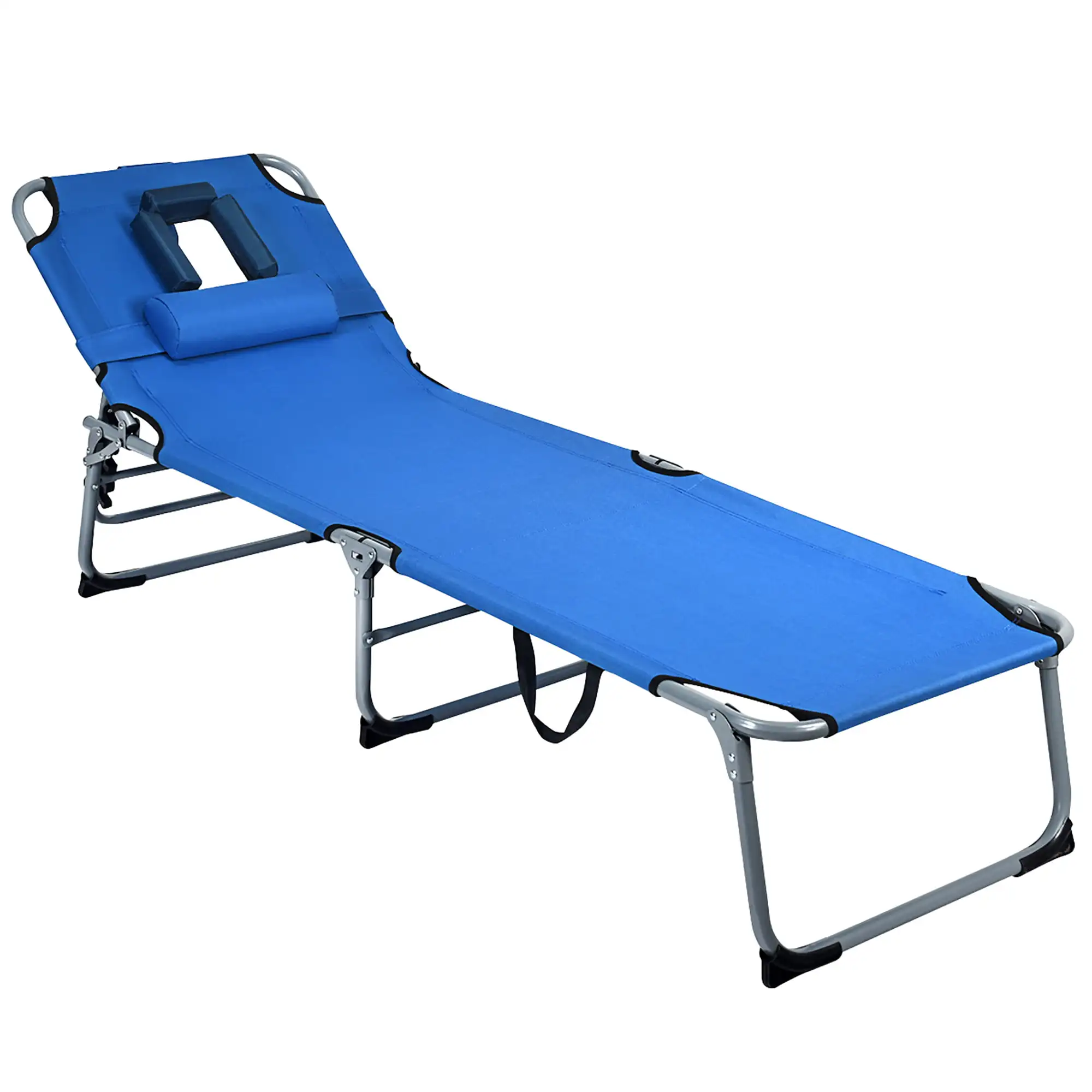 

Costway Foldable Lounge Chair Adjustable Folding Recliner Beach Patio Blue